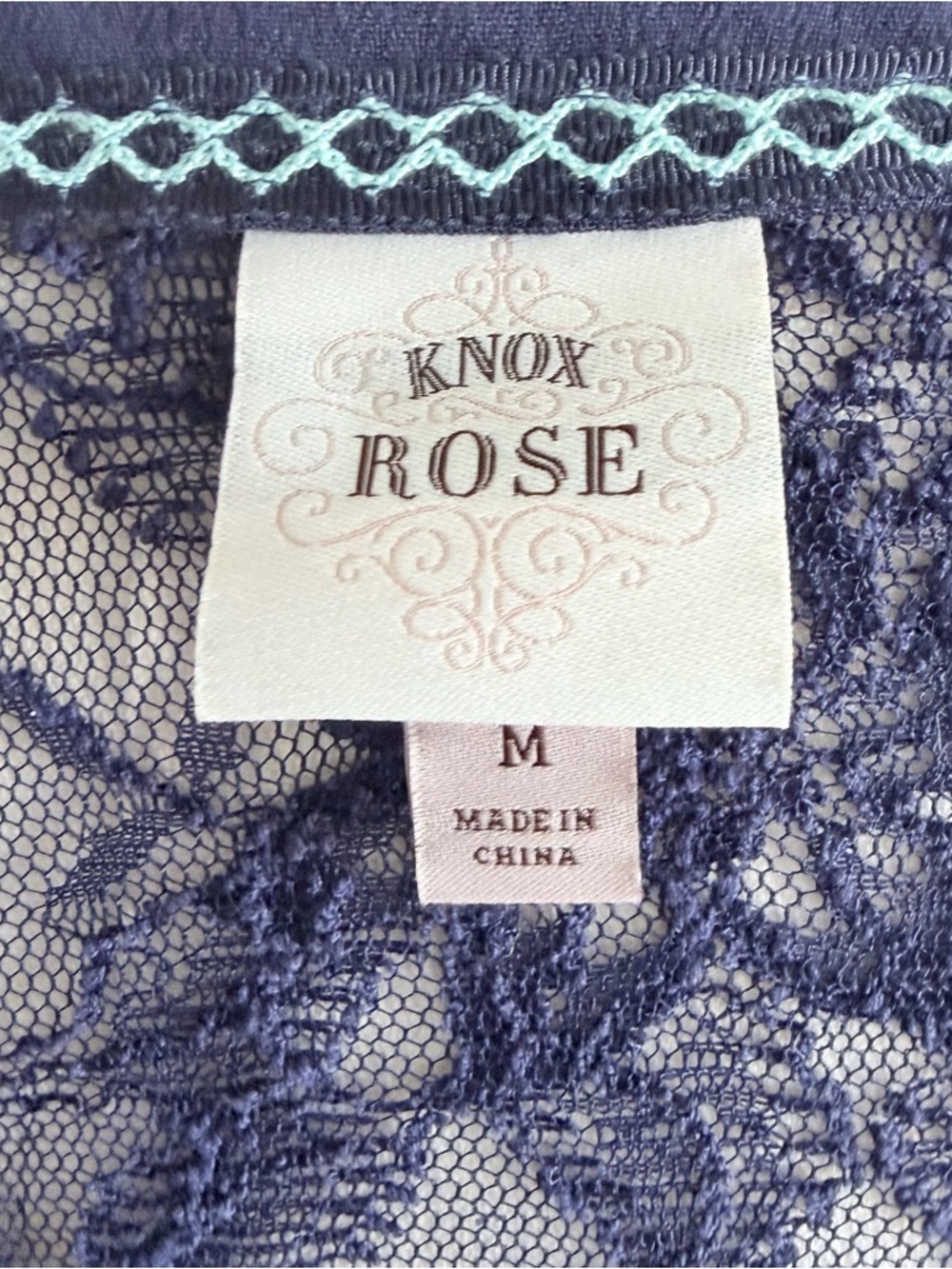 Knox Rose Womens M Open Front Lightweight Bell Sleeve Cardigan Blue Boho Lace - Picture 6 of 6